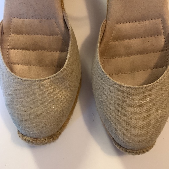 White Mountain Wedge Shoe Espadrille Kate Linen w Rose Gold Women’s Sz 7 - Picture 3 of 9